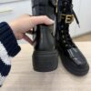 Fendi Vitello Abrasivato Fendigraphy 50mm Biker Boots 38 1/2 Black