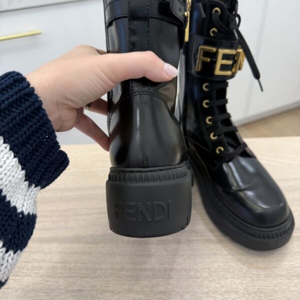 Fendi Vitello Abrasivato Fendigraphy 50mm Biker Boots 38 1/2 Black
