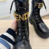 Fendi Vitello Abrasivato Fendigraphy 50mm Biker Boots 38 1/2 Black