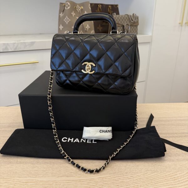 Chanel Coco Trip Flap Bag Black Gold Hardware