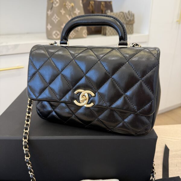 Chanel Coco Trip Flap Bag Black Gold Hardware