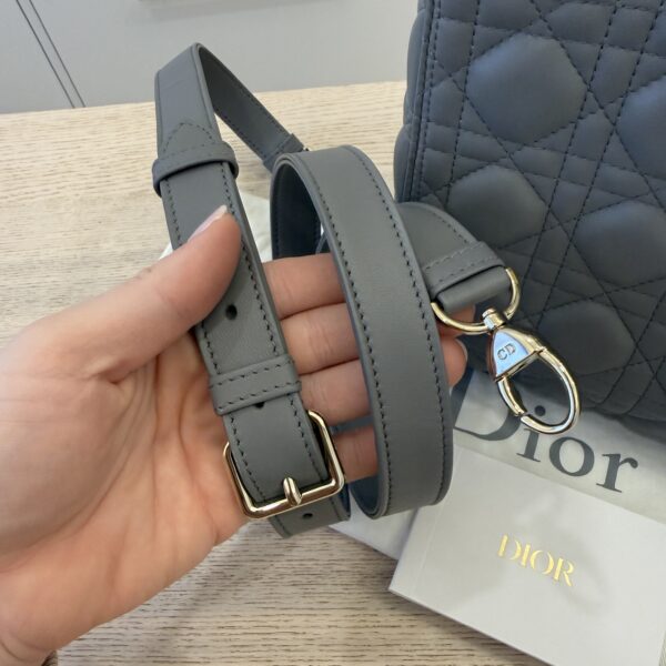 Christian Dior Lambskin Cannage Medium Lady Dior Grey Gold Hardware