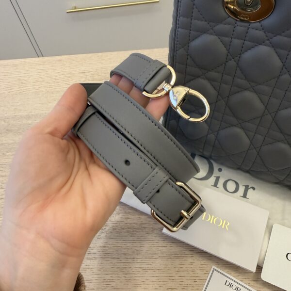 Christian Dior Lambskin Cannage Medium Lady Dior Grey Gold Hardware