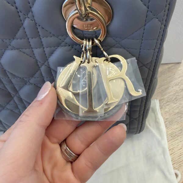 Christian Dior Lambskin Cannage Medium Lady Dior Grey Gold Hardware