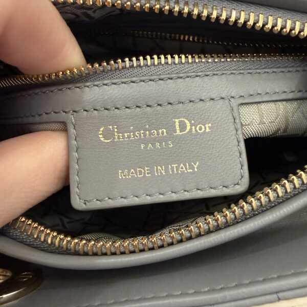 Christian Dior Lambskin Cannage Medium Lady Dior Grey Gold Hardware