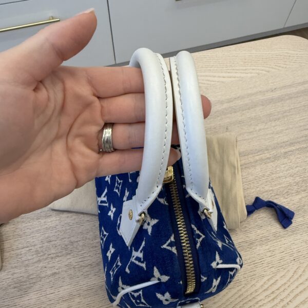 Louis Vuitton Blue/White Monogram Jacquard Velvet Match Speedy Bandouliere 20 Bag