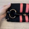 Gucci Monogram Web Horsebit Chain Clutch Black and Rose Gold Hardware