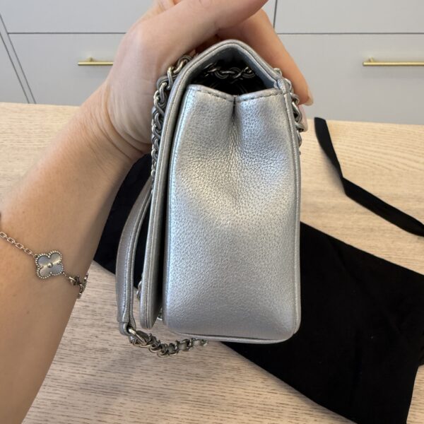 Chanel Silver Chevron Mademoiselle Vintage Flap Bag