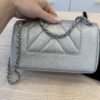 Chanel Silver Chevron Mademoiselle Vintage Flap Bag