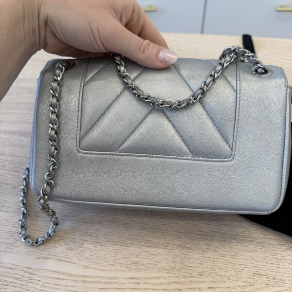 Chanel Silver Chevron Mademoiselle Vintage Flap Bag