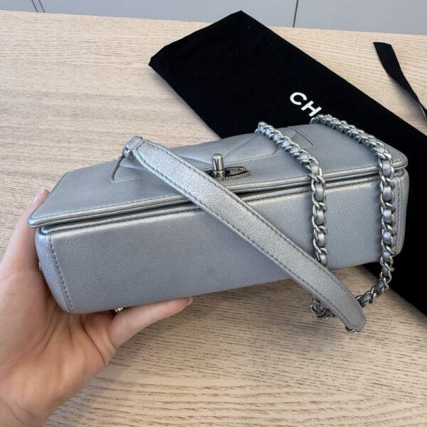 Chanel Silver Chevron Mademoiselle Vintage Flap Bag