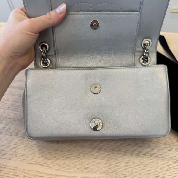 Chanel Silver Chevron Mademoiselle Vintage Flap Bag