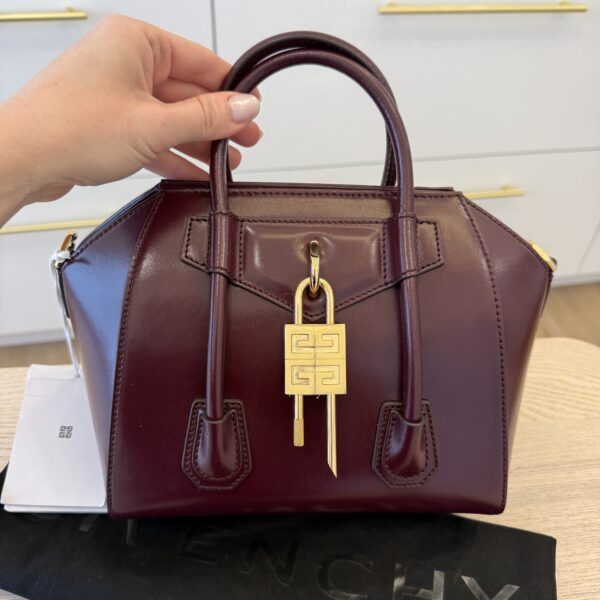 Givenchy Box Calfskin Mini Lock Antigona Oxblood Red