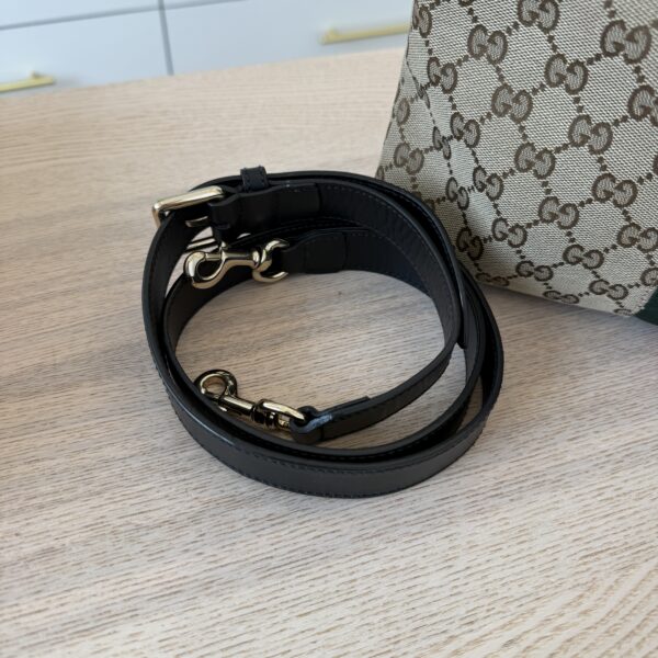 Gucci GG Monogram Web Flat Messenger Bag Black
