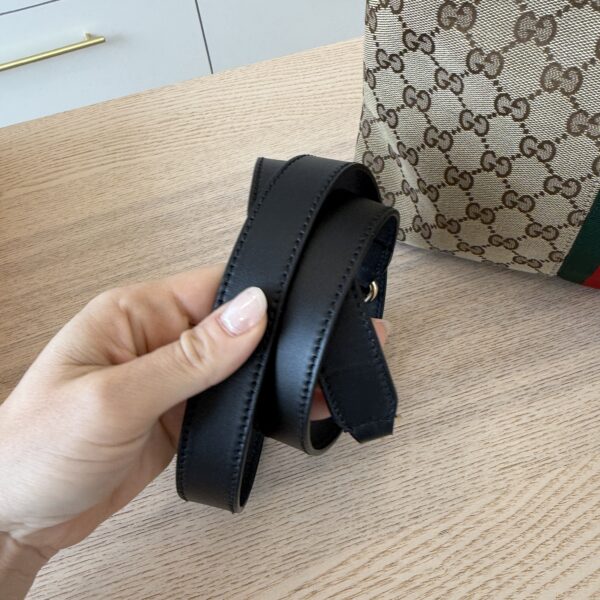 Gucci GG Monogram Web Flat Messenger Bag Black