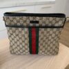 Gucci GG Monogram Web Flat Messenger Bag Black