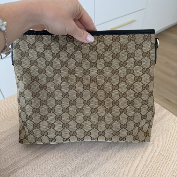 Gucci GG Monogram Web Flat Messenger Bag Black