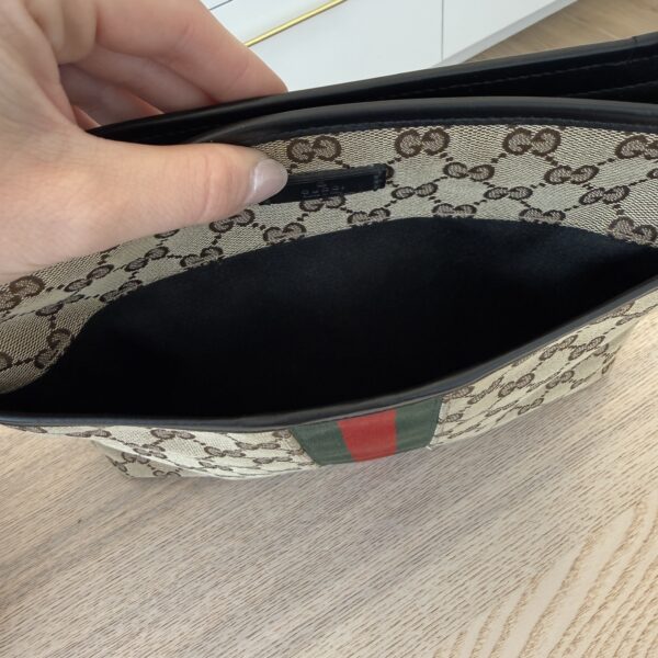 Gucci GG Monogram Web Flat Messenger Bag Black