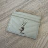 Saint Laurent (YSL) Grain De Poudre Matelasse Chevron Monogram Credit Card Case White