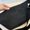 Gucci Monogram Jumbo GG Textured Dollar Calfskin Web Belt Bag Black