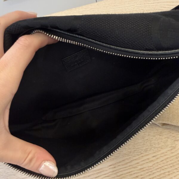 Gucci Monogram Jumbo GG Textured Dollar Calfskin Web Belt Bag Black