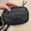 Gucci Calfskin Matelasse Mini GG Marmont Chain Shoulder Bag Black