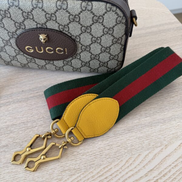 Gucci GG Supreme Monogram Neo Vintage Web Shoulder Bag Brown Yellow