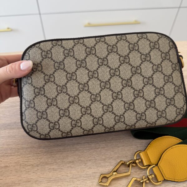Gucci GG Supreme Monogram Neo Vintage Web Shoulder Bag Brown Yellow