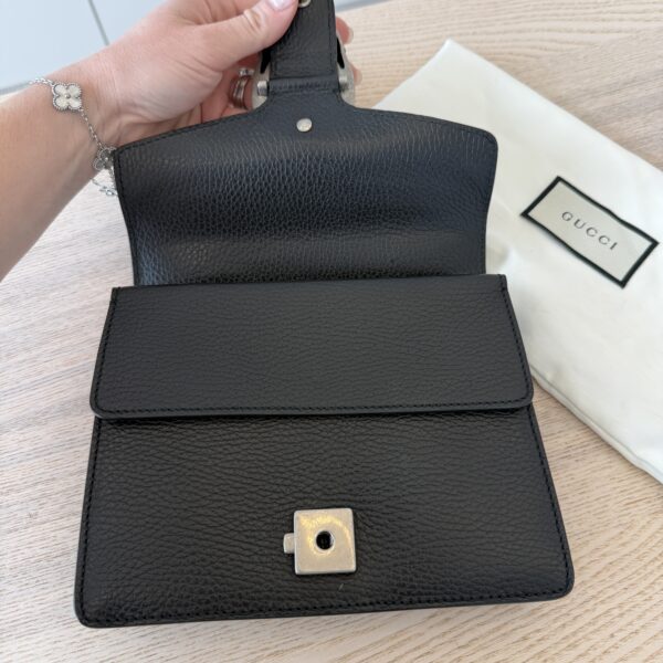 Gucci GG Black Leather Mini Dionysus Shoulder Bag Crystals