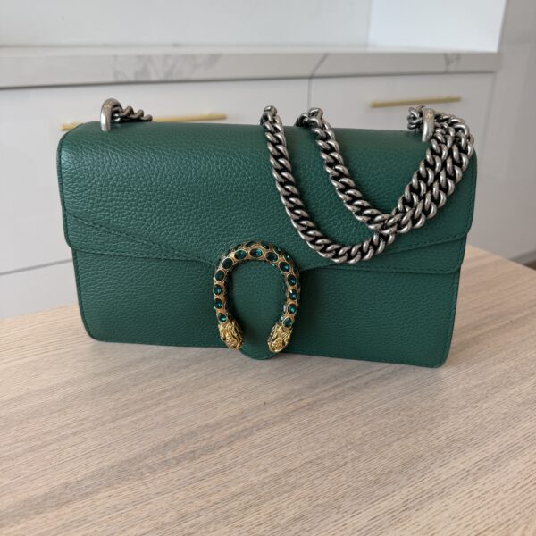 Gucci Green Leather Dionysus Small Shoulder Bag Crystals