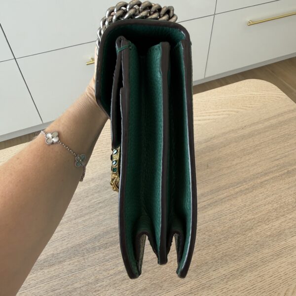 Gucci Green Leather Dionysus Small Shoulder Bag Crystals