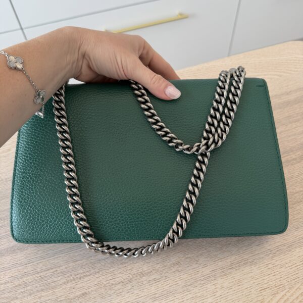 Gucci Green Leather Dionysus Small Shoulder Bag Crystals