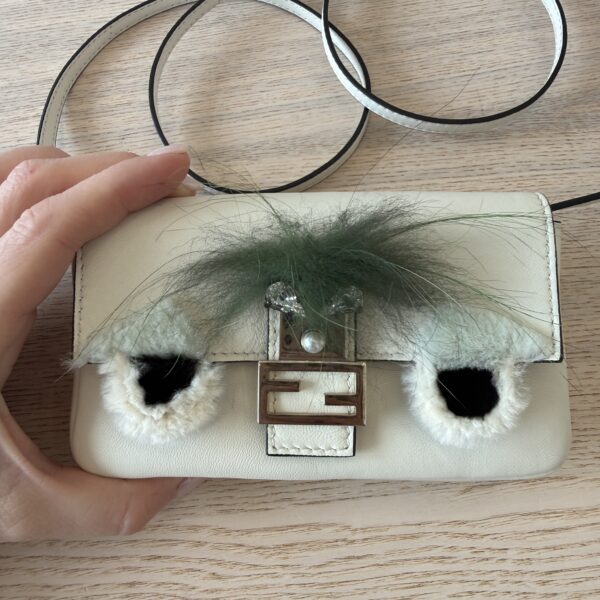 Fendi Orange Micro Monster Leather Baguette White