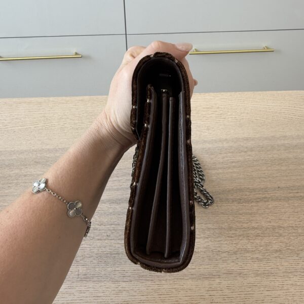 Gucci Dionysus Chain Wallet GG Velvet Small Brown Crystals