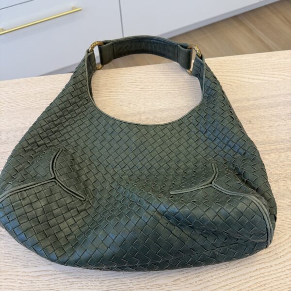 Louis Vuitton Kaki Intrecciato Woven Nappa Leather Ball Hobo Bag