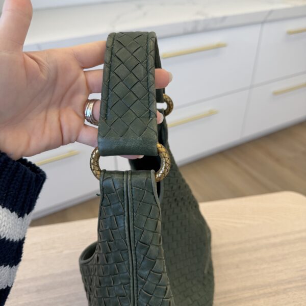 Louis Vuitton Kaki Intrecciato Woven Nappa Leather Ball Hobo Bag