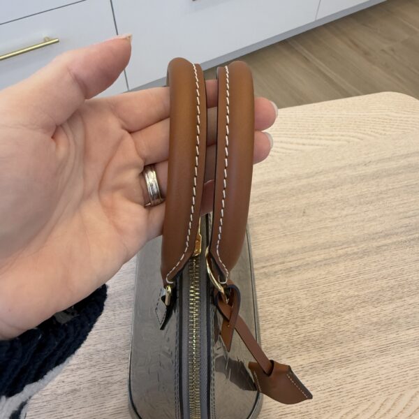 Louis Vuitton Alma Handbag Metallic Monogram Vernis with Leather BB