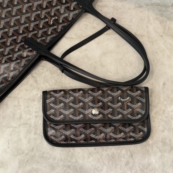 Goyard Goyardine Saint Louis PM Black and Black Leather