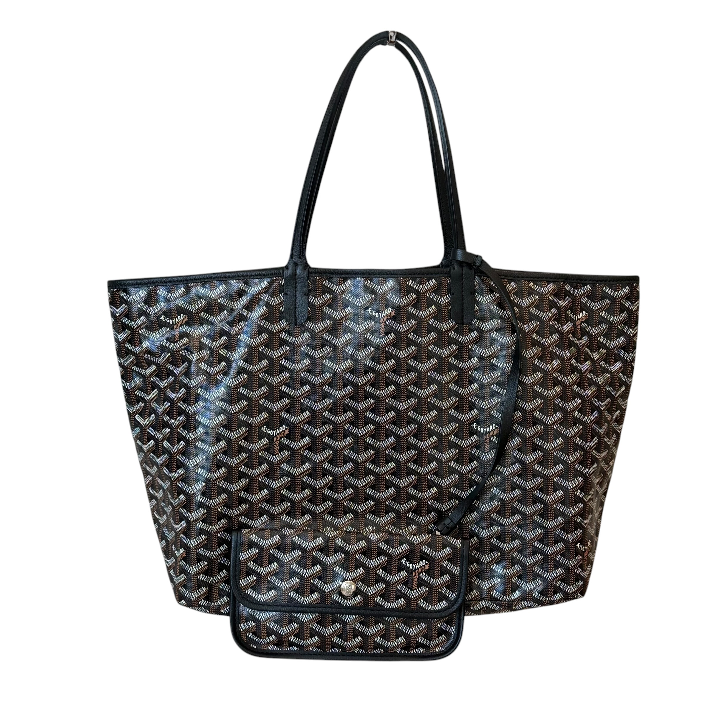 Goyard Goyardine Saint Louis PM Black and Black Leather