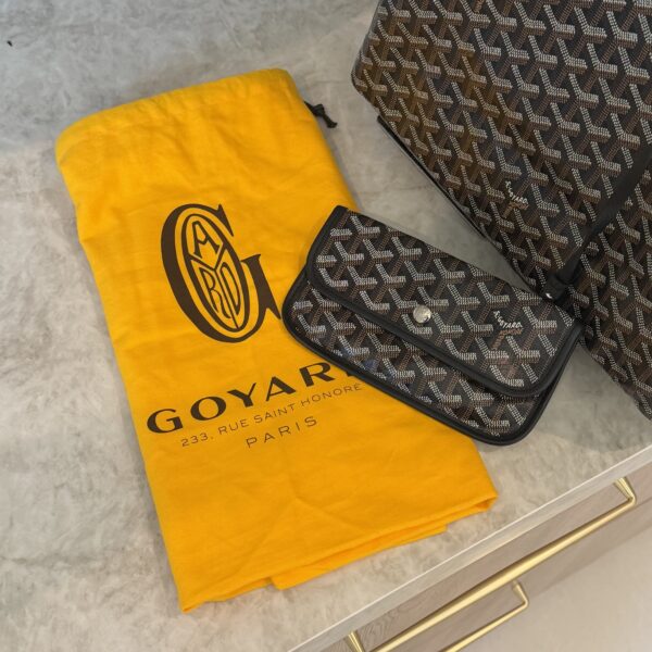 Goyard Goyardine Saint Louis PM Black and Black Leather