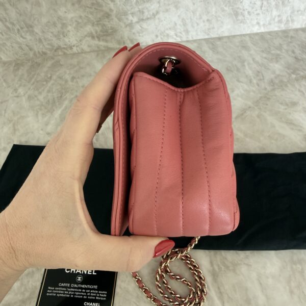 Chanel CC Pink Chevron Quilted Leather Mini Statement Flap Bag
