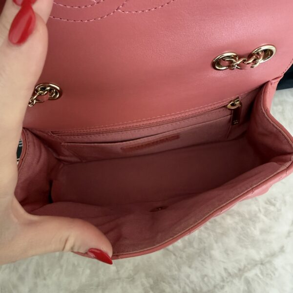 Chanel CC Pink Chevron Quilted Leather Mini Statement Flap Bag