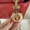 Christian Dior Lambskin Cannage Small Lady Dior Dark Red Gold Hardware Lucky Badges Strap