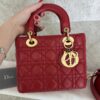 Christian Dior Lambskin Cannage Small Lady Dior Dark Red Gold Hardware Lucky Badges Strap