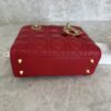 Christian Dior Lambskin Cannage Small Lady Dior Dark Red Gold Hardware Lucky Badges Strap