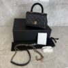 Chanel Calfskin Crystal Quilted Extra Mini Coco Handle Flap Black