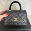 Chanel Calfskin Crystal Quilted Extra Mini Coco Handle Flap Black