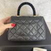 Chanel Calfskin Crystal Quilted Extra Mini Coco Handle Flap Black