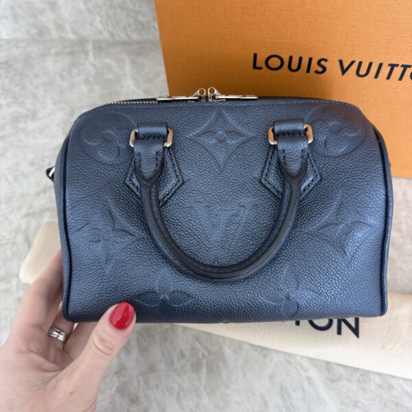 Louis Vuitton Metallic Empreinte Monogram Giant Speedy Bandouliere 20 Navy Nacre