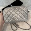 Chanel Metallic Calfskin Quilted Small Ballerine Camera Case Grey